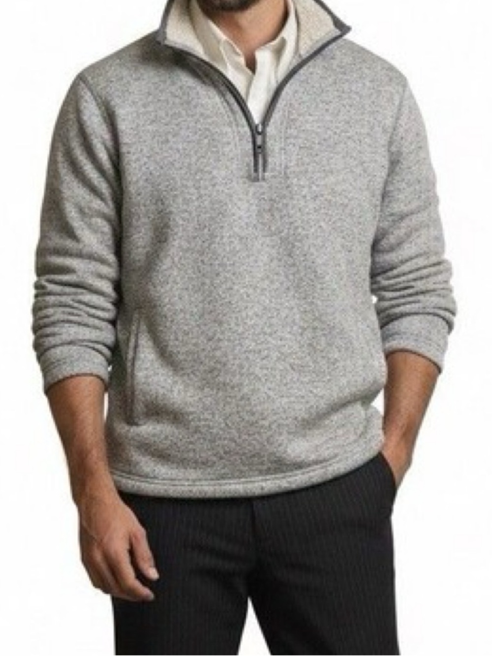 Orvis Men's Gray Sherpa Fleece Lined Quarter-Zip Pullover Sweater In Grey Size L